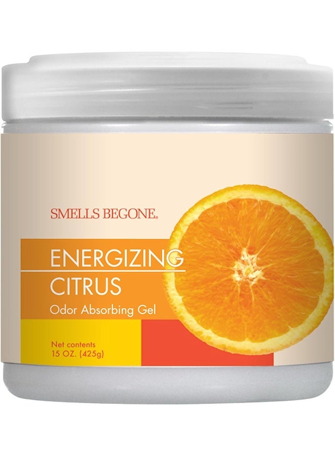 SMELLS BEGONE Air Freshener Odor Absorber Gel - Energizing Citrus Scent - 15 Ounce - Image 1